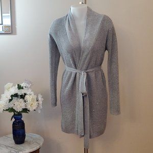 Victoria's Secret Grey Silver  Cardigan S-M sparkly sequin wrap cardigan sweater